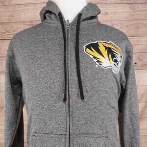MIZZOU Missouri Tigers Hoodie Mens Medium Gray College Full Zip CHAMPION